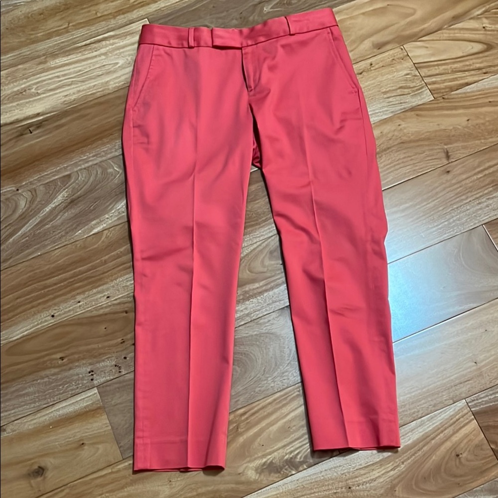 Cropped Coral Pink Chinos with Flat Front Design